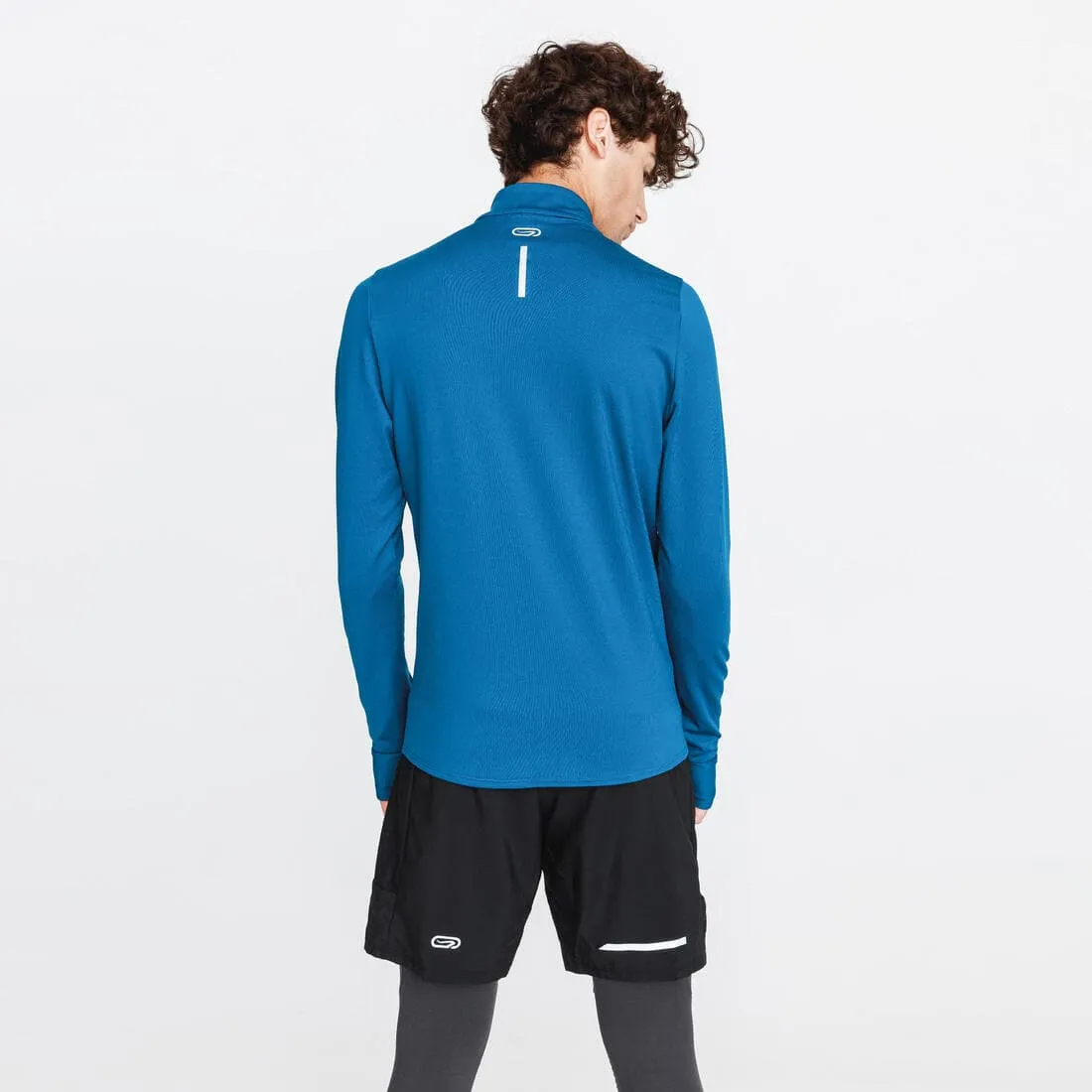 T-shirt zip chaud manches longues de running homme - kiprun run 100 warm
