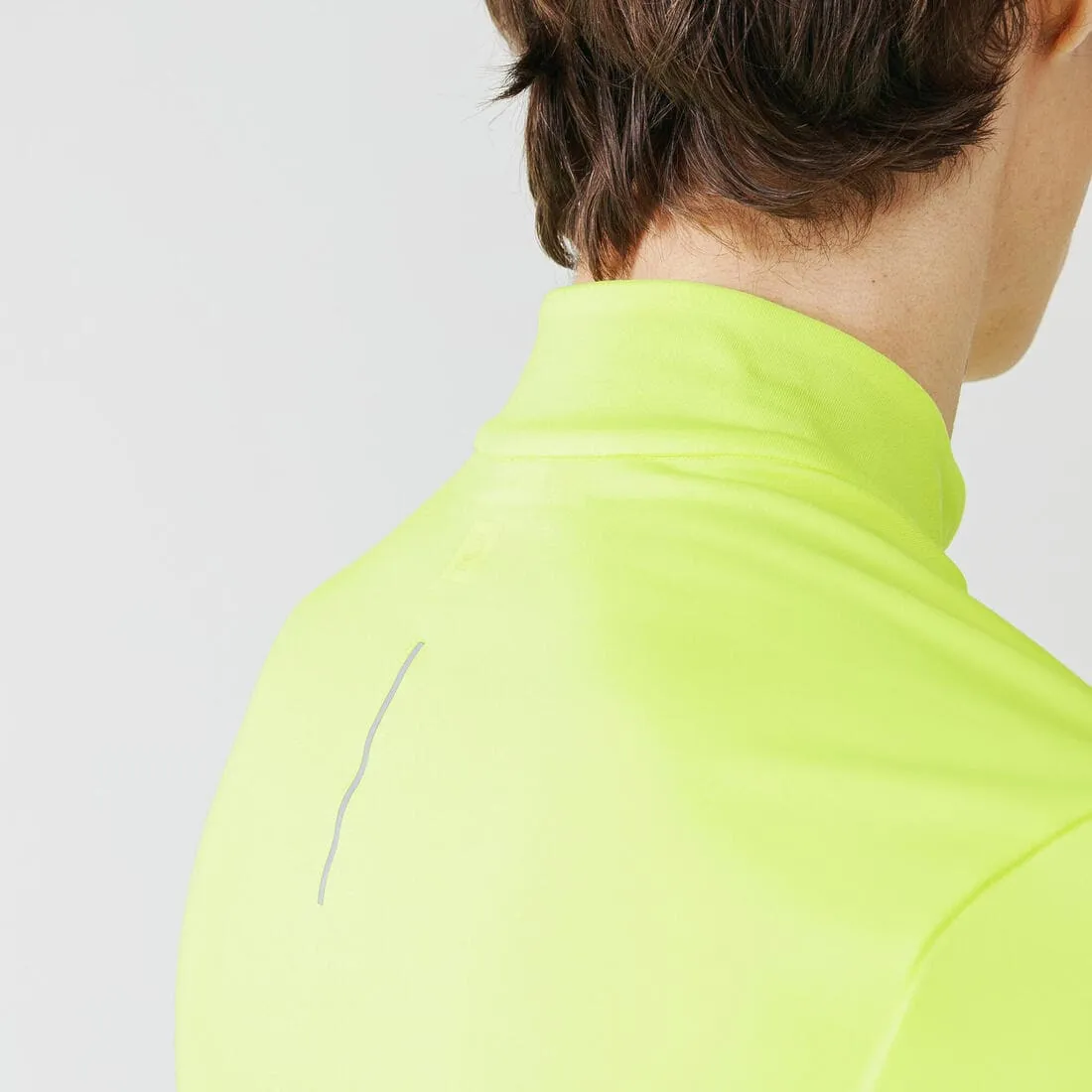 T-shirt zip chaud manches longues de running homme - kiprun run 100 warm