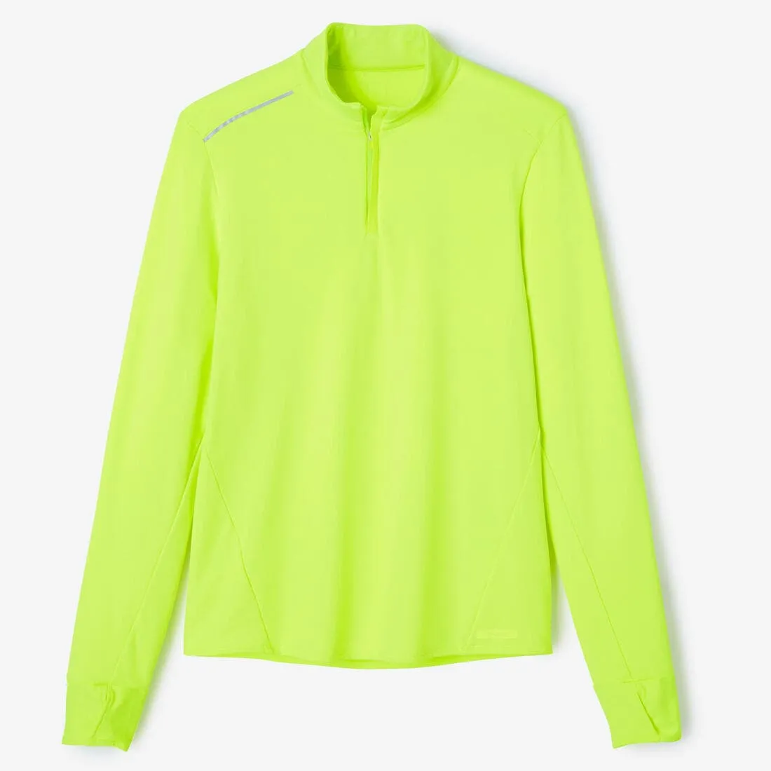 T-shirt zip chaud manches longues de running homme - kiprun run 100 warm