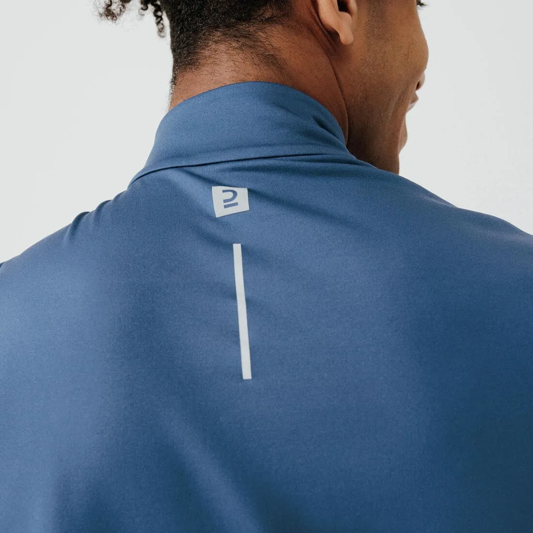 T-shirt zip chaud manches longues de running homme - kiprun run 100 warm