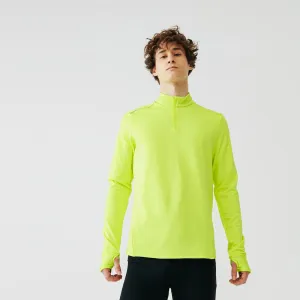 T-shirt zip chaud manches longues de running homme - kiprun run 100 warm