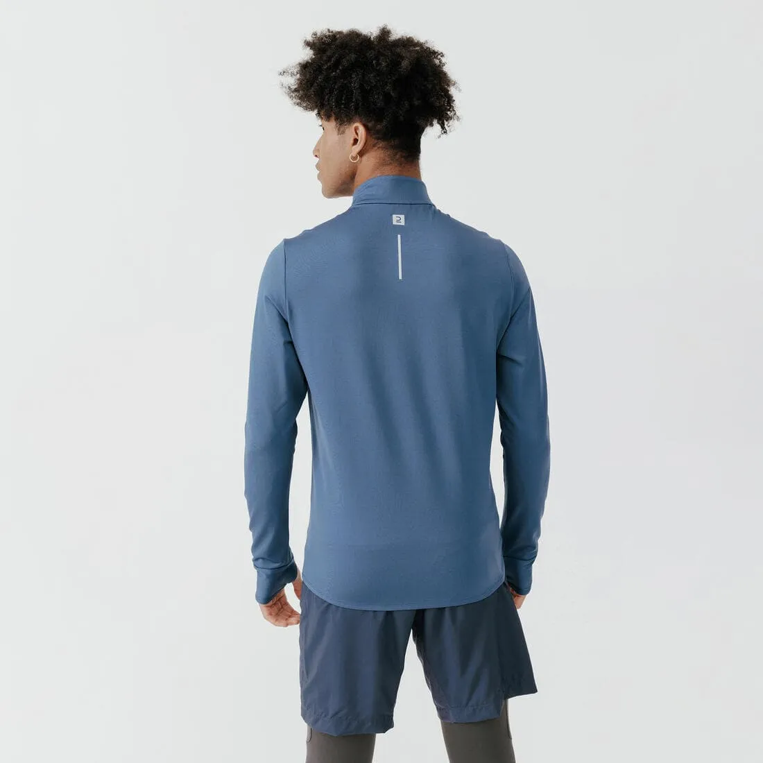 T-shirt zip chaud manches longues de running homme - kiprun run 100 warm