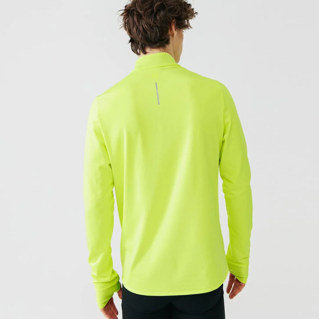 T-shirt zip chaud manches longues de running homme - kiprun run 100 warm