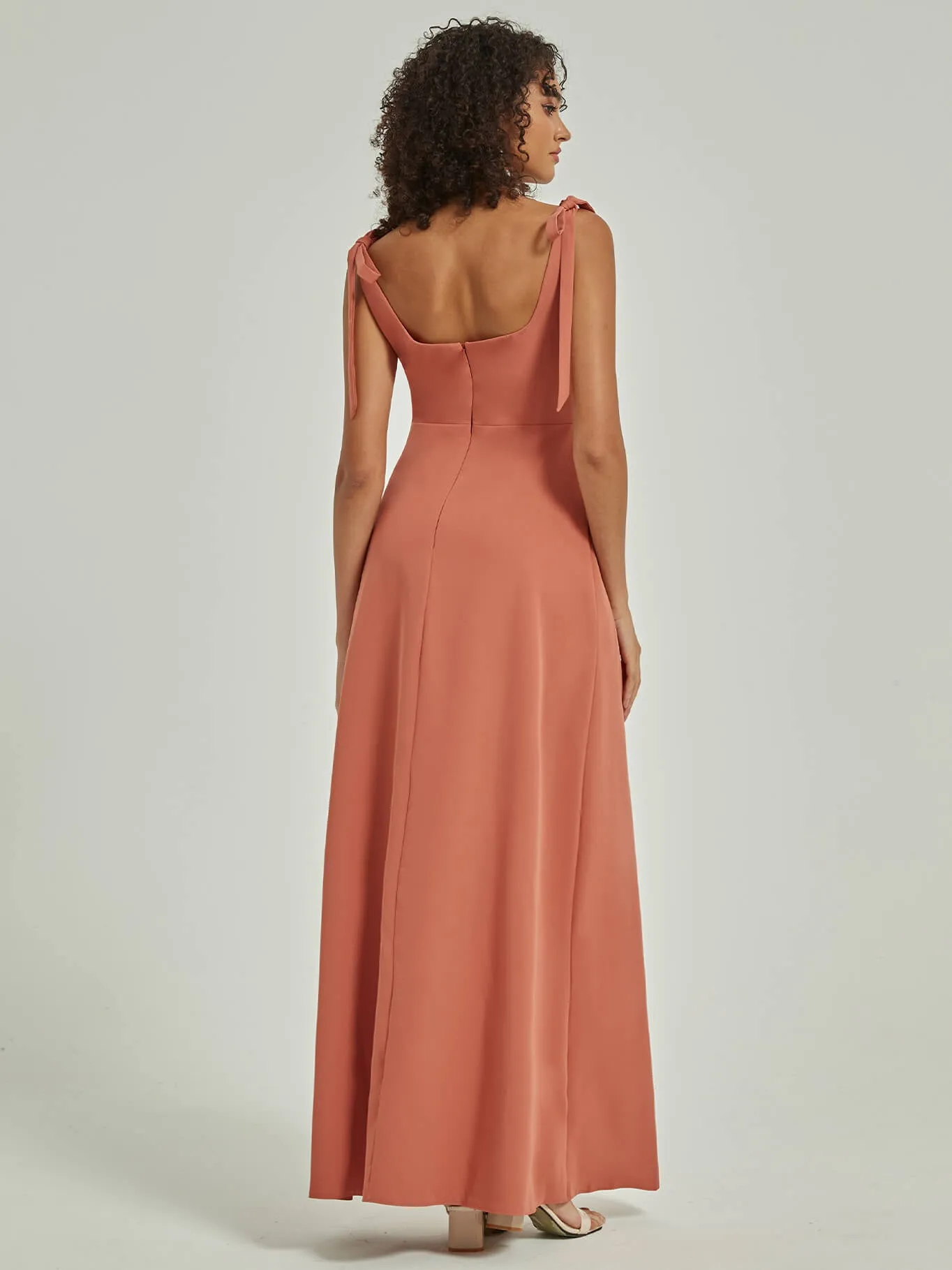 Terracotta Convertible Spaghetti Straps Floor Length Bridesmaid Dress