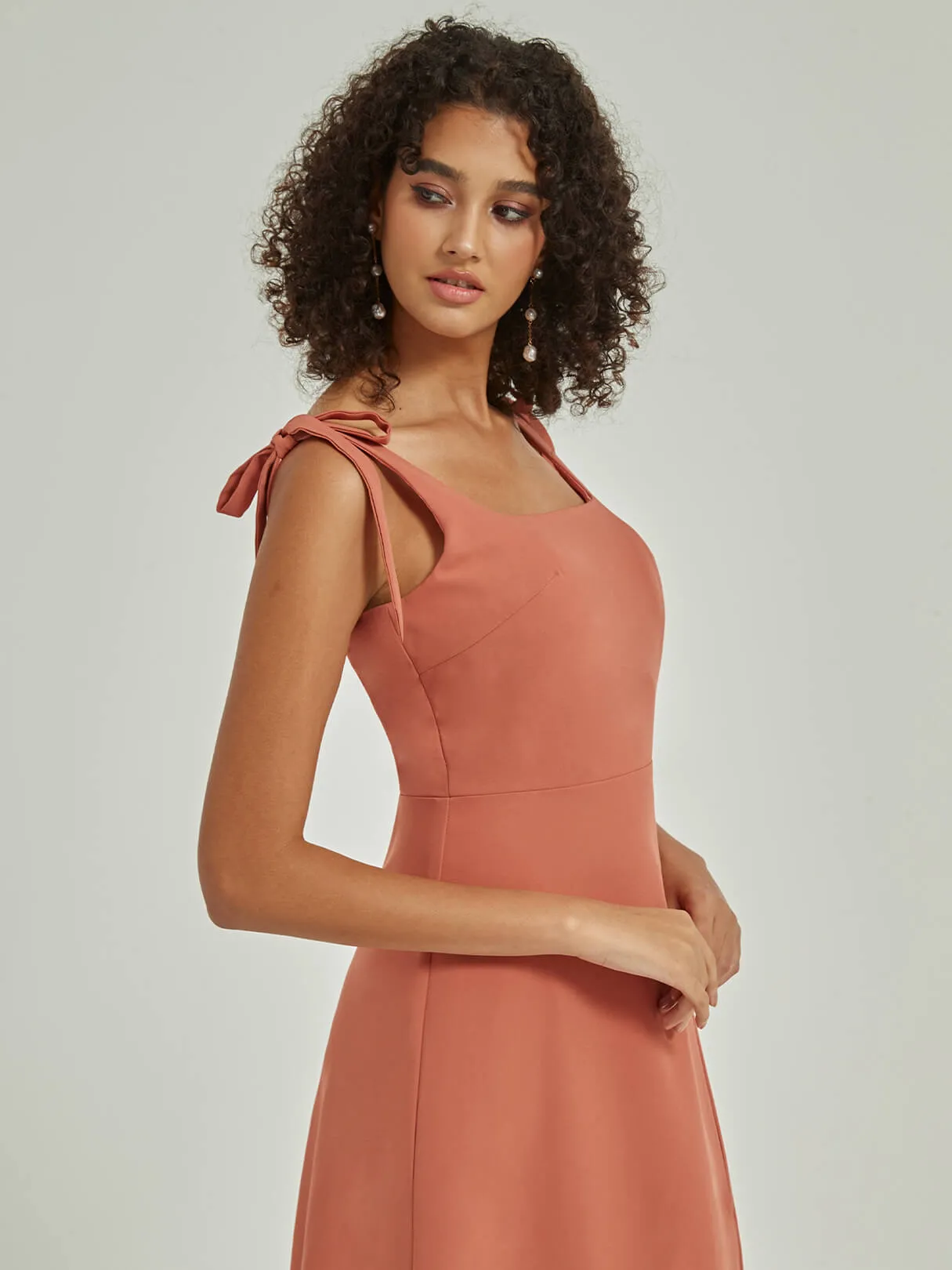 Terracotta Convertible Spaghetti Straps Floor Length Bridesmaid Dress