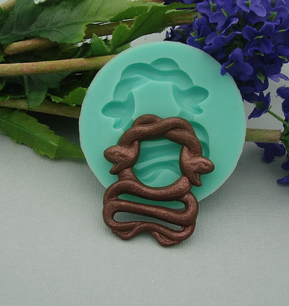 Two Snakes Silicone Mold for Crafts, Jewelry, Resin, Polymer Clay.