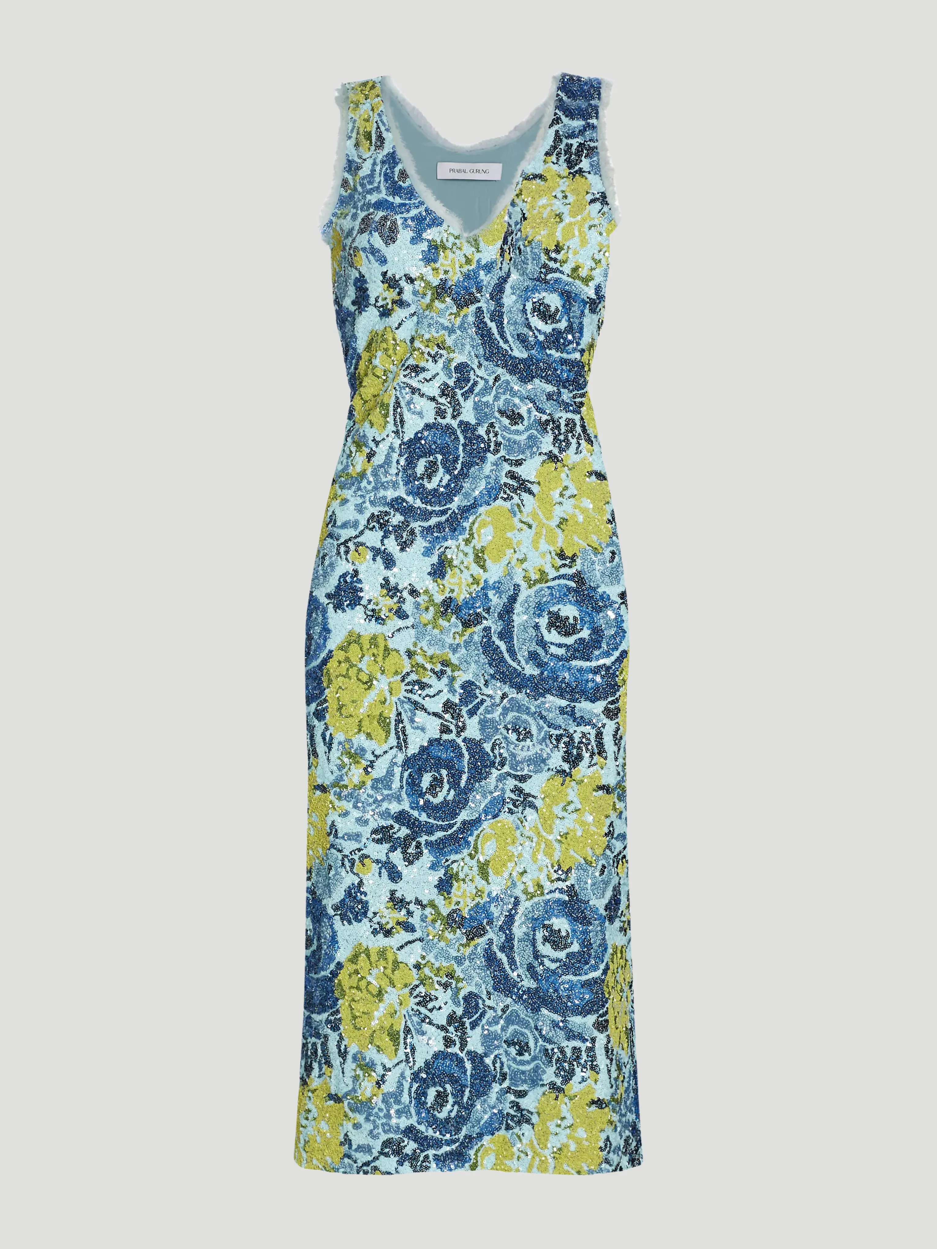 V-Neck Floral Sequin Shift Dress