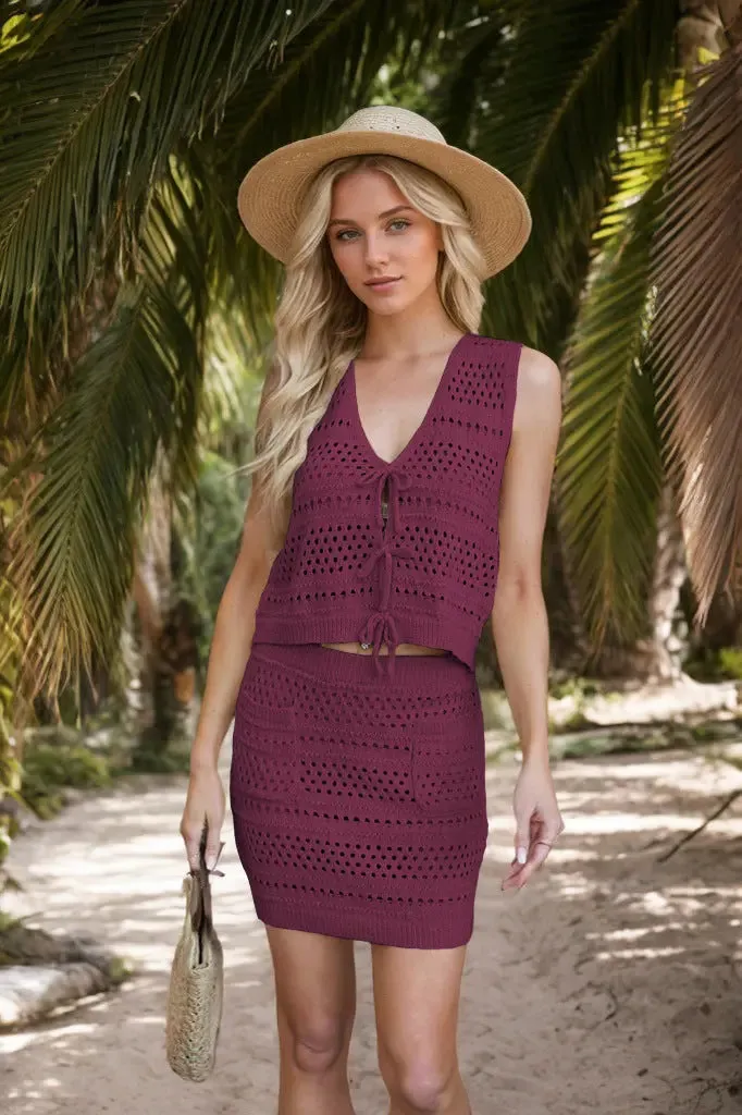 V-Neck Knit Vest Set - Casual Chic Womens Outfit
