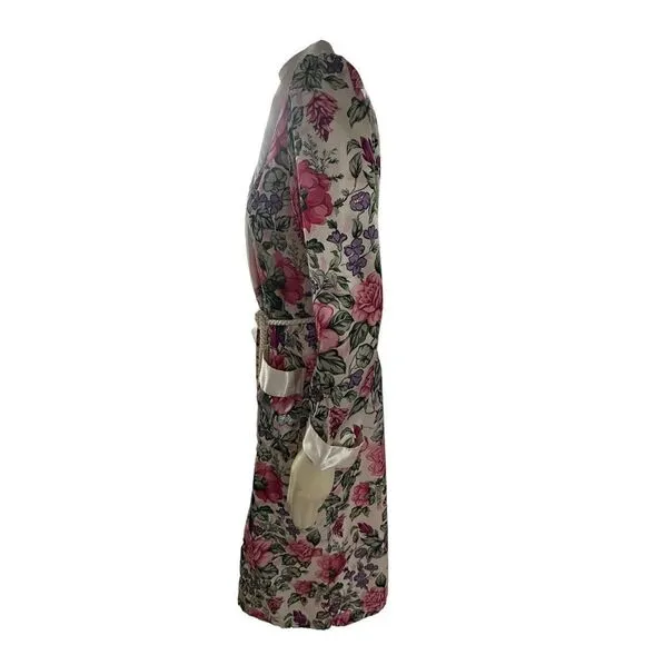 Vandemere Women's Floral Self Tie Waist Long Robe Pearl White Pink Medium