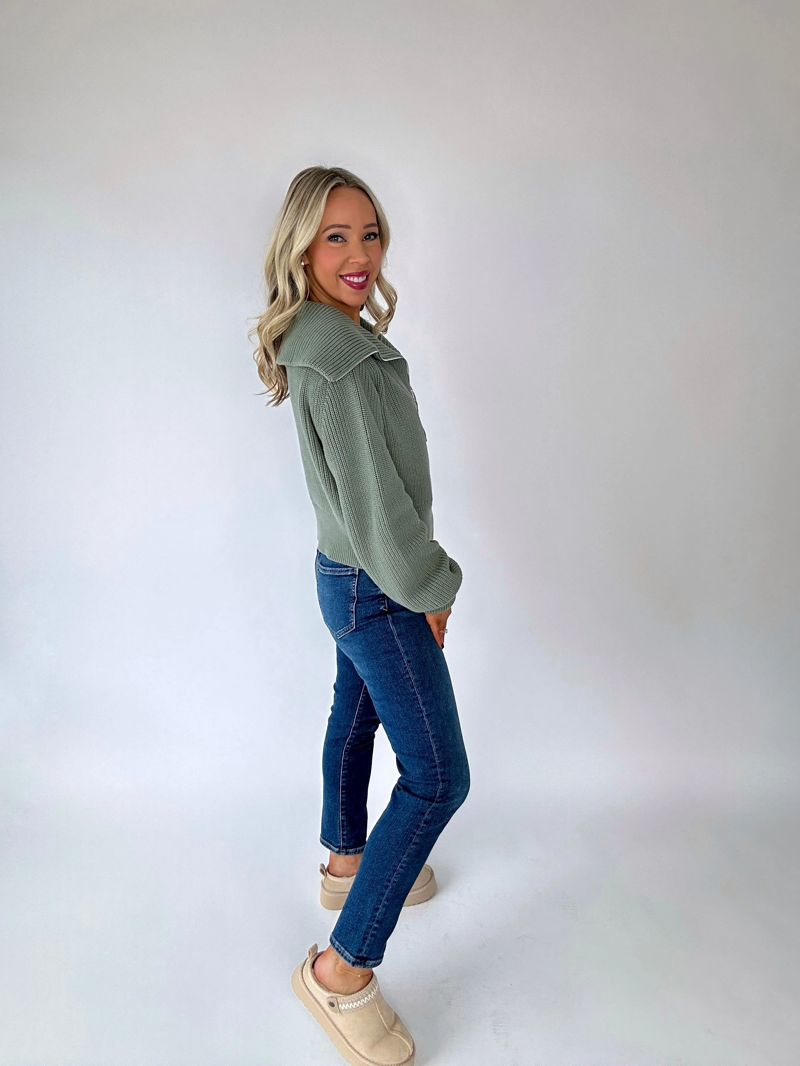 Varley Mentone Half-Zip Knit Pullover - Lily Pad