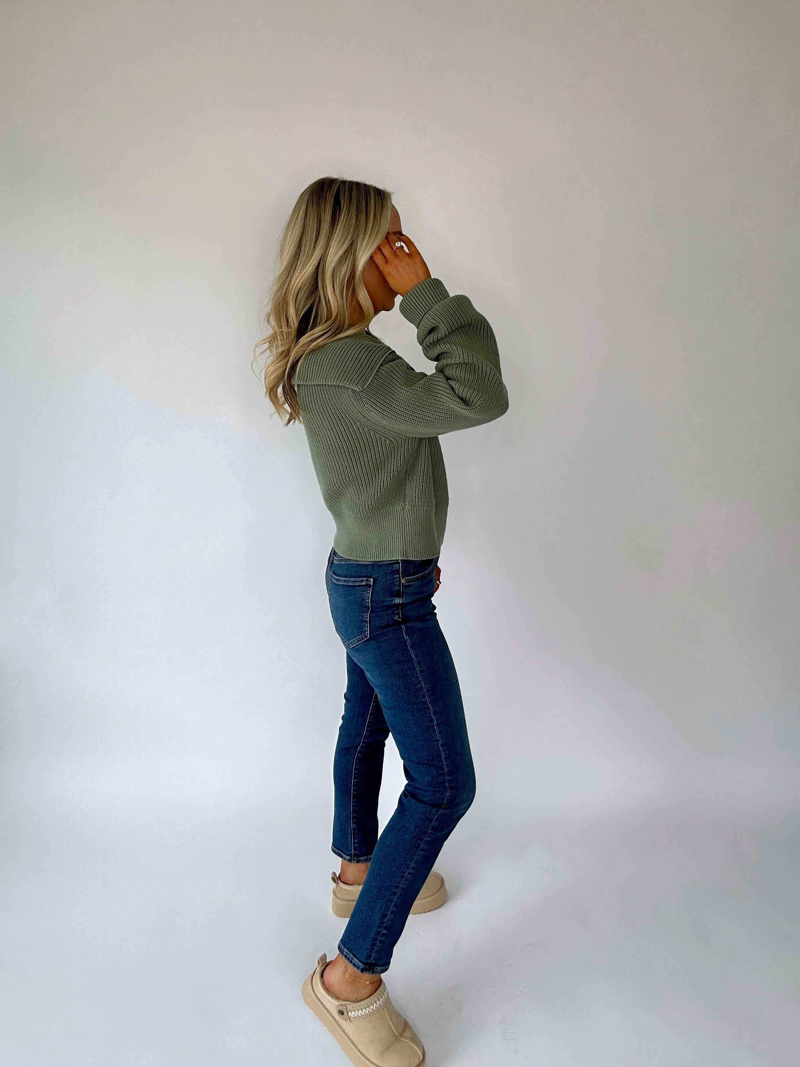 Varley Mentone Half-Zip Knit Pullover - Lily Pad
