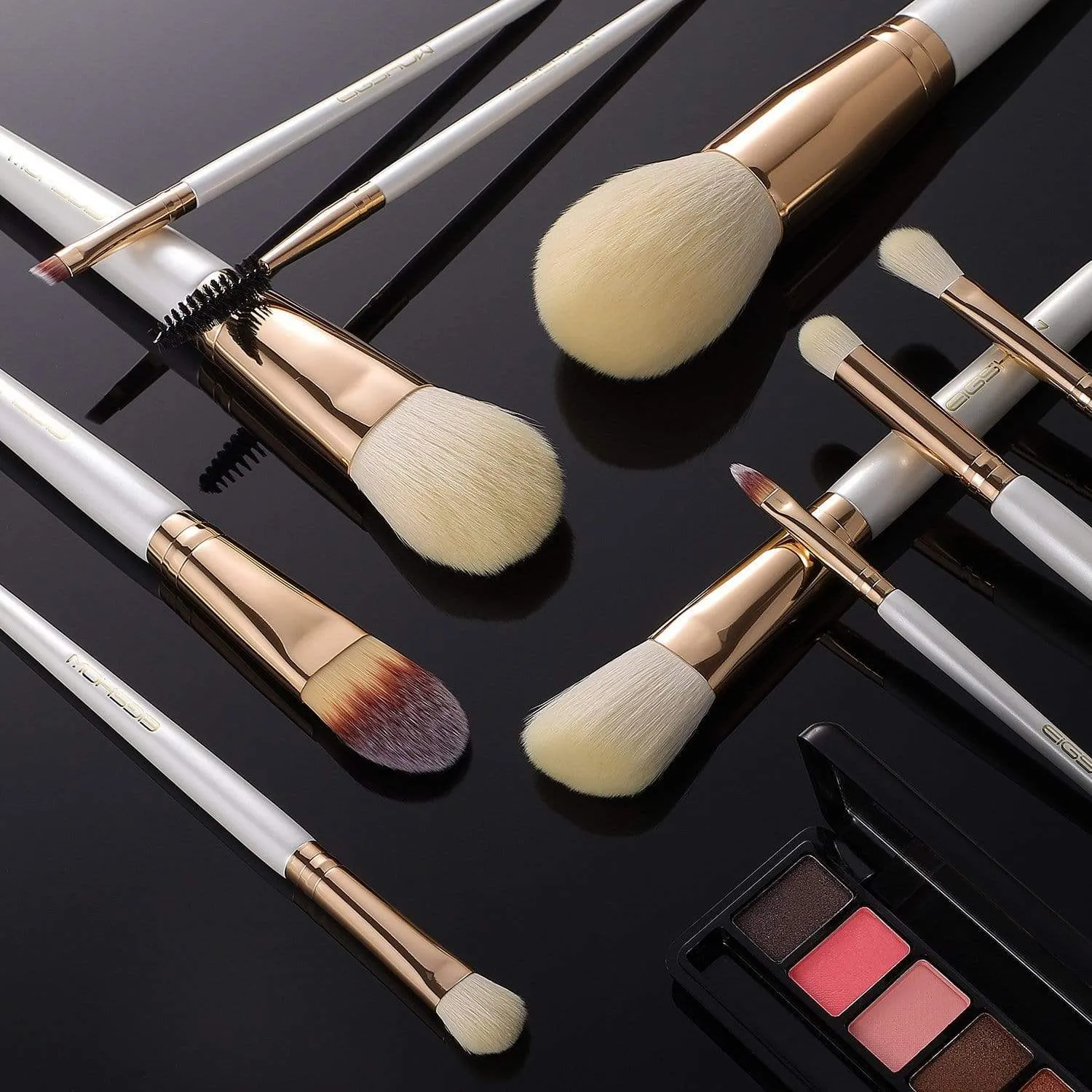 VEGAN SERIES - 10 PCS NANOFIBER BRUSH KIT - CHAMPAGNE GOLD
