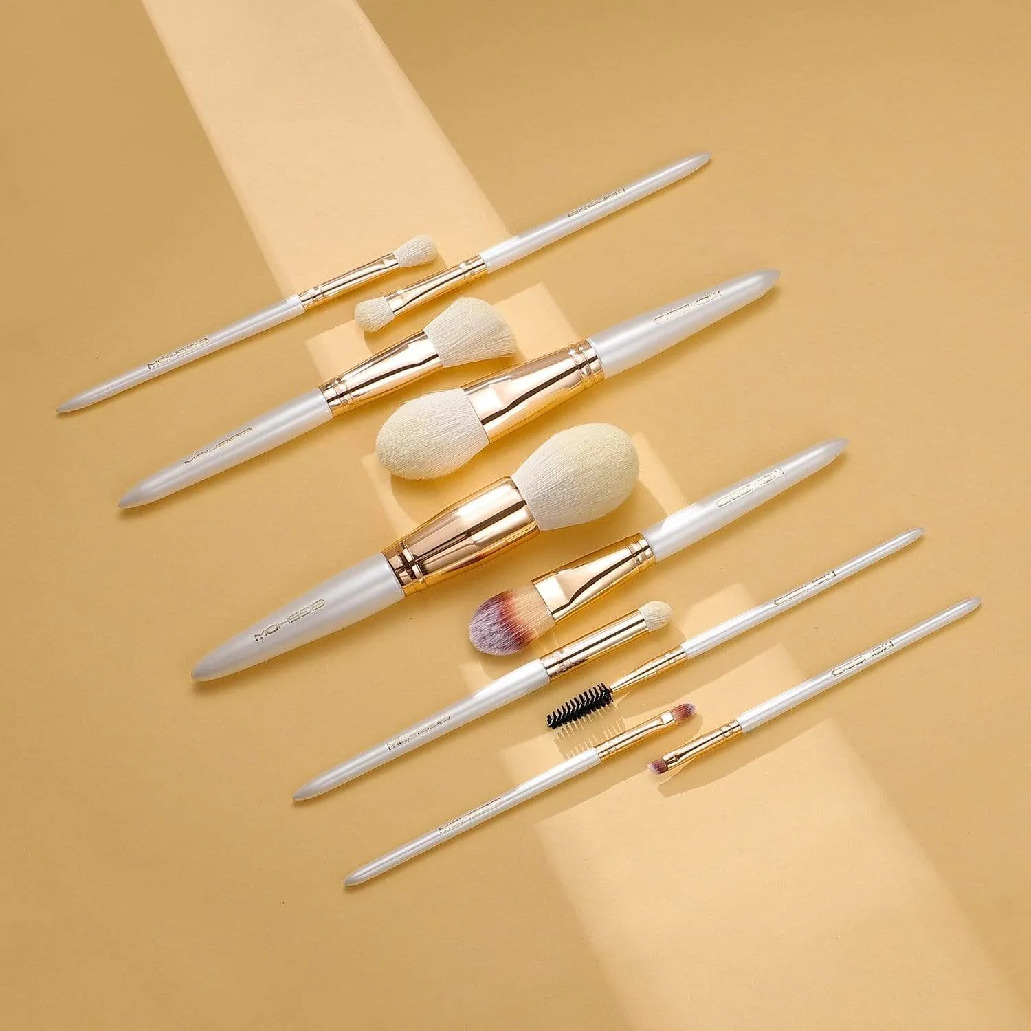 VEGAN SERIES - 10 PCS NANOFIBER BRUSH KIT - CHAMPAGNE GOLD