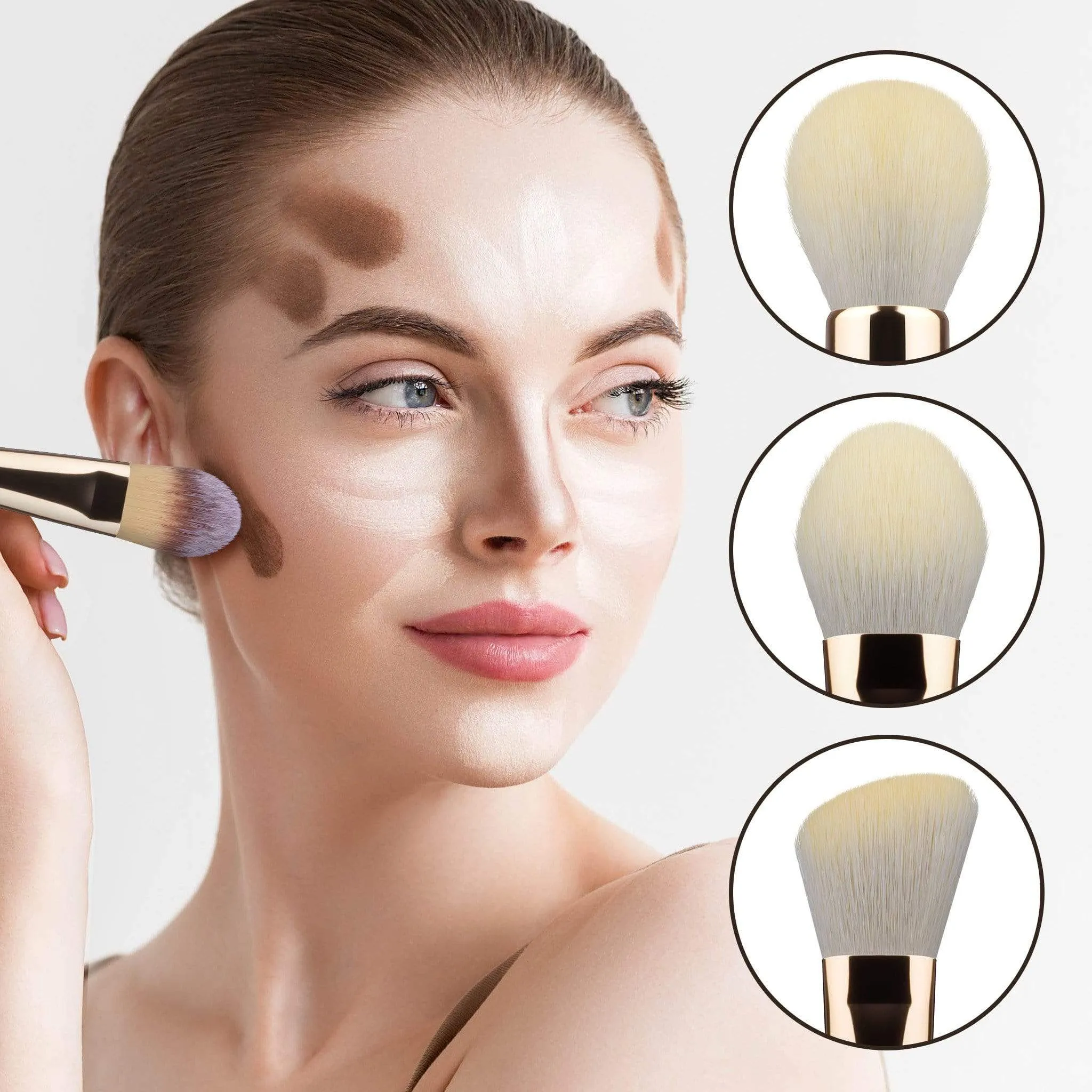VEGAN SERIES - 10 PCS NANOFIBER BRUSH KIT - CHAMPAGNE GOLD