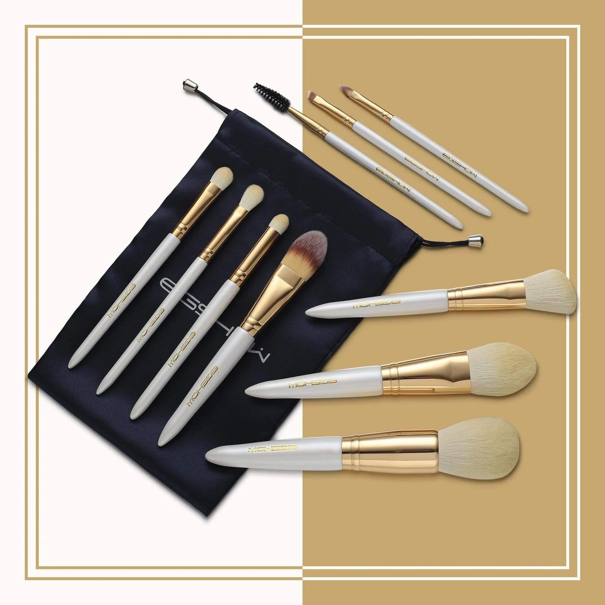 VEGAN SERIES - 10 PCS NANOFIBER BRUSH KIT - CHAMPAGNE GOLD