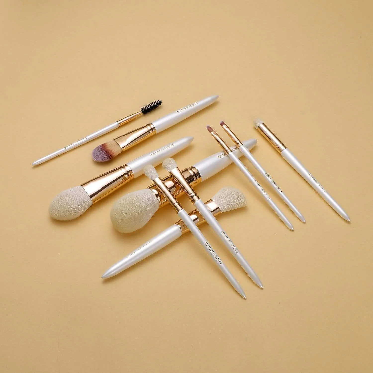 VEGAN SERIES - 10 PCS NANOFIBER BRUSH KIT - CHAMPAGNE GOLD