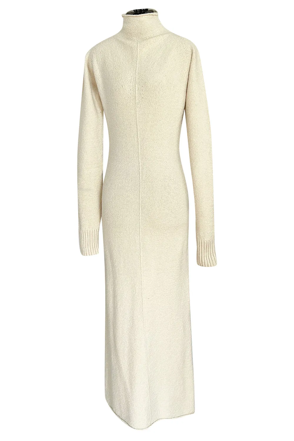 Warm & Cozy 2000s Celine by Pheobe Philo Cream Sweater Dress w High Neck