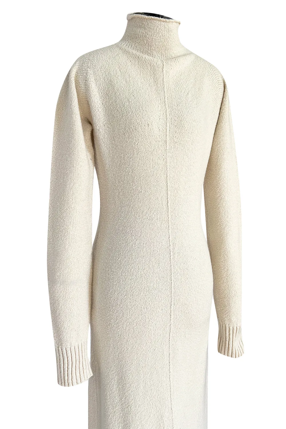 Warm & Cozy 2000s Celine by Pheobe Philo Cream Sweater Dress w High Neck