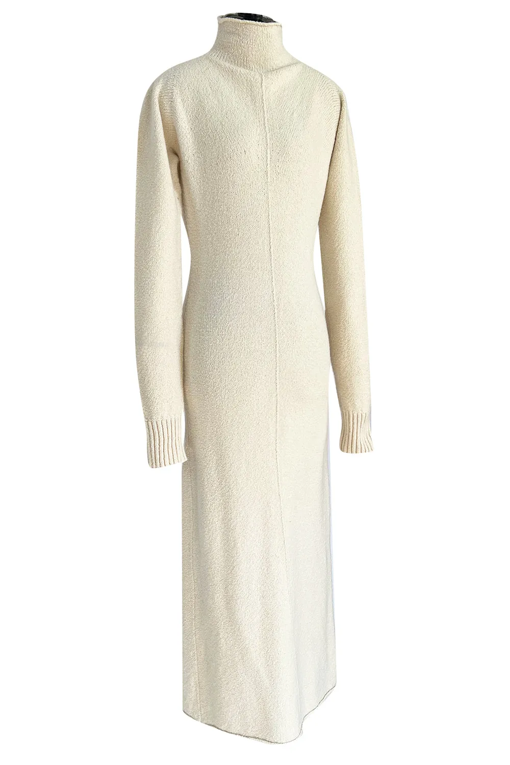 Warm & Cozy 2000s Celine by Pheobe Philo Cream Sweater Dress w High Neck