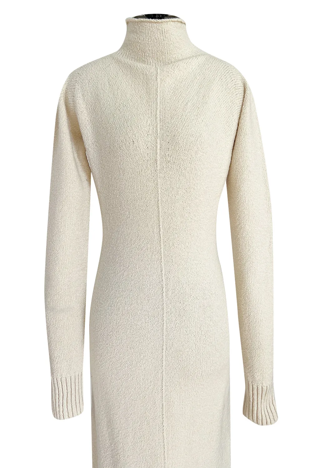 Warm & Cozy 2000s Celine by Pheobe Philo Cream Sweater Dress w High Neck