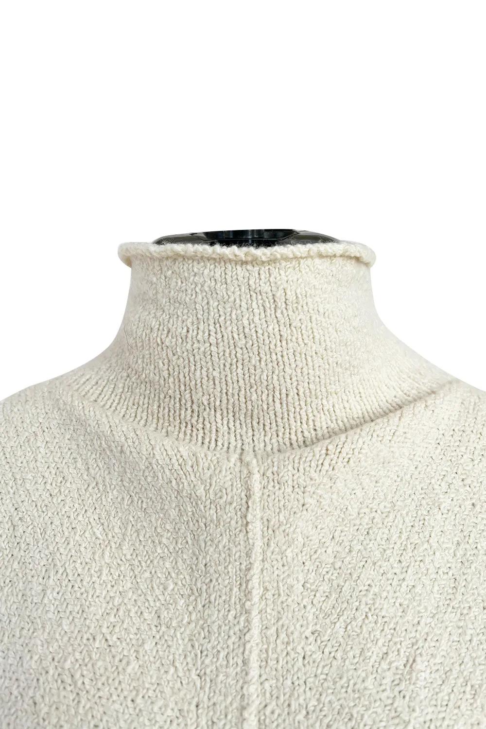 Warm & Cozy 2000s Celine by Pheobe Philo Cream Sweater Dress w High Neck
