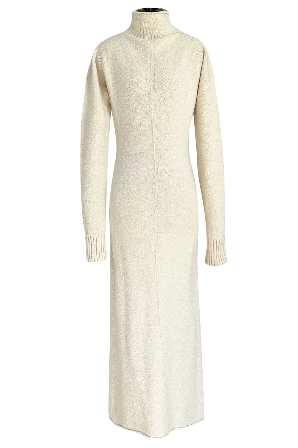 Warm & Cozy 2000s Celine by Pheobe Philo Cream Sweater Dress w High Neck