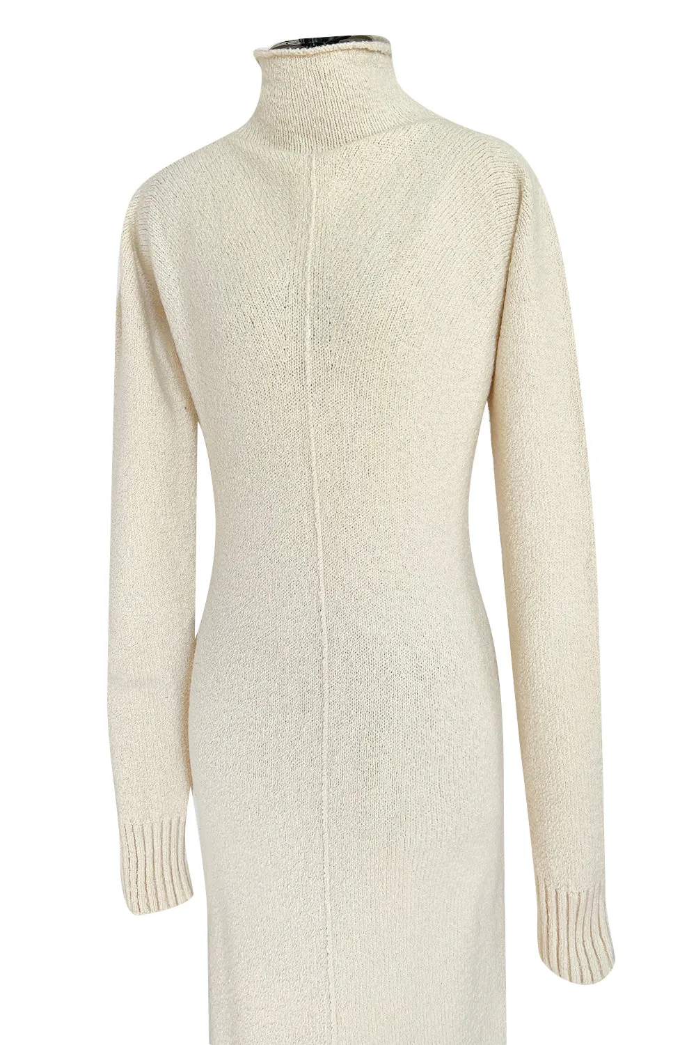 Warm & Cozy 2000s Celine by Pheobe Philo Cream Sweater Dress w High Neck
