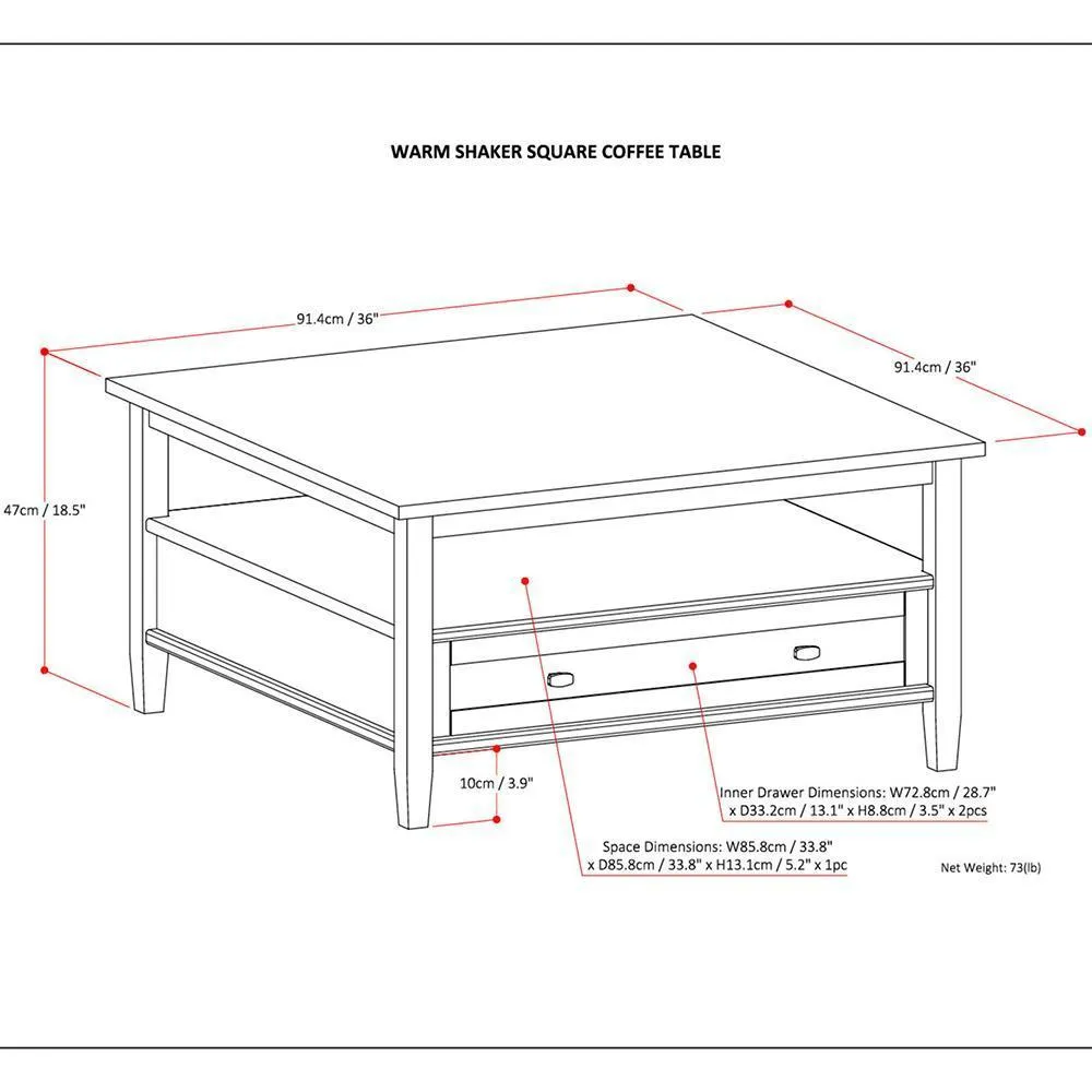 Warm Shaker Square Coffee Table