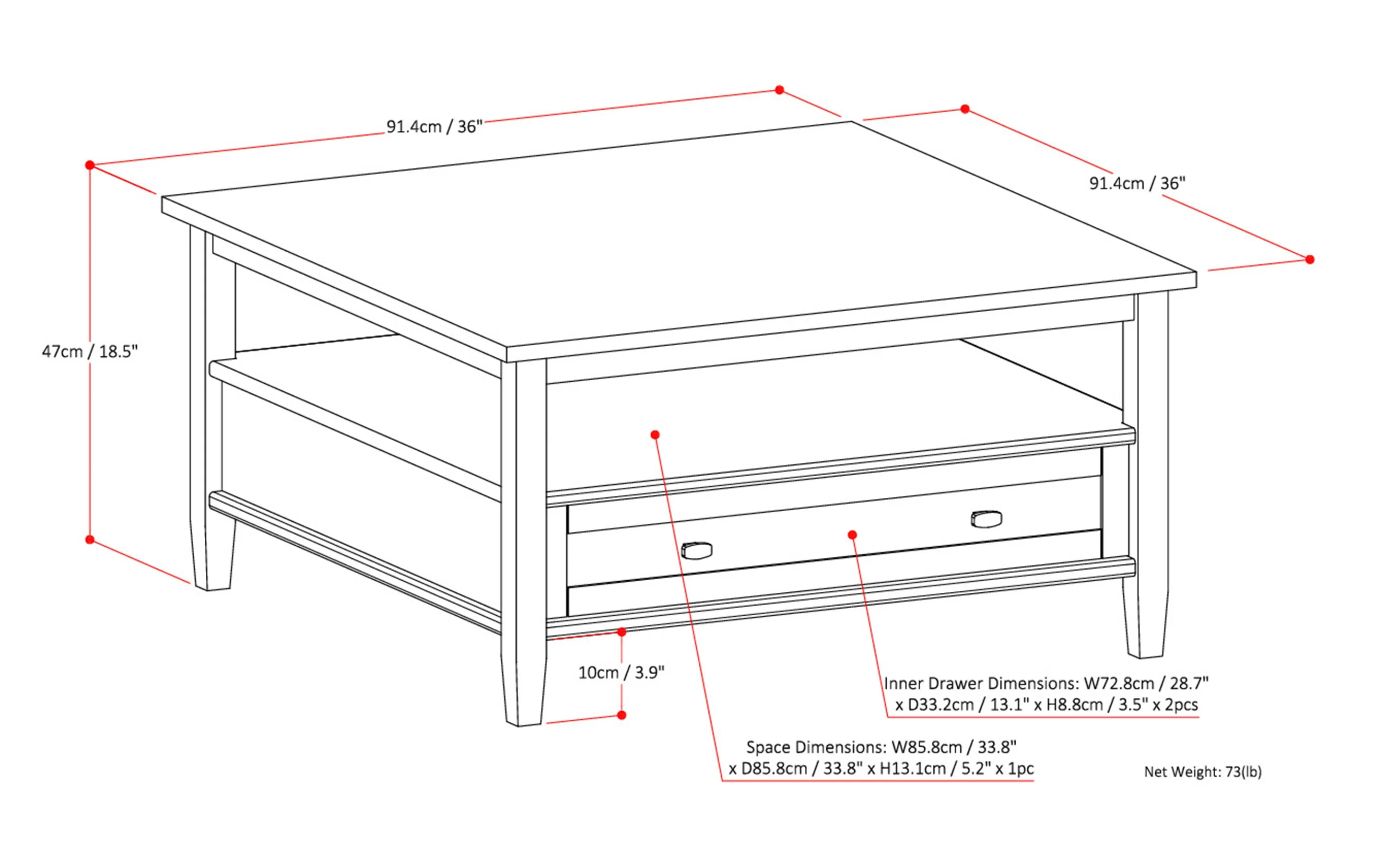 Warm Shaker Square Coffee Table