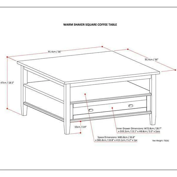 Warm Shaker Square Coffee Table