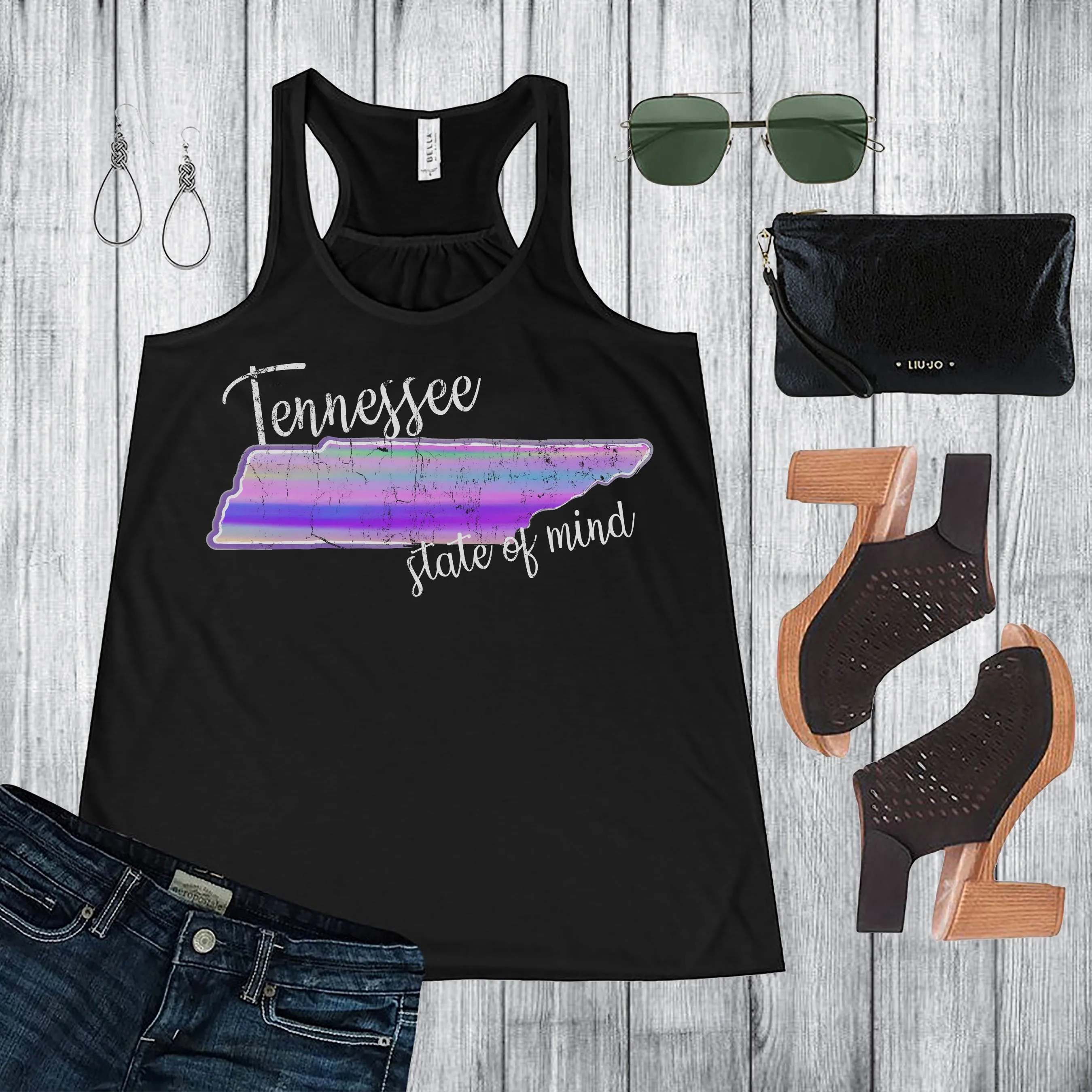 Watercolor Tennessee State of Mind Flowy Racerback Tank