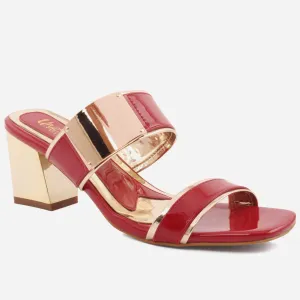 WOMEN "KEY" BLOCK HEEL STYLISH SLIPON SANDALS