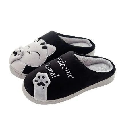 Women Winter Home Slippers Cartoon Cat Shoes