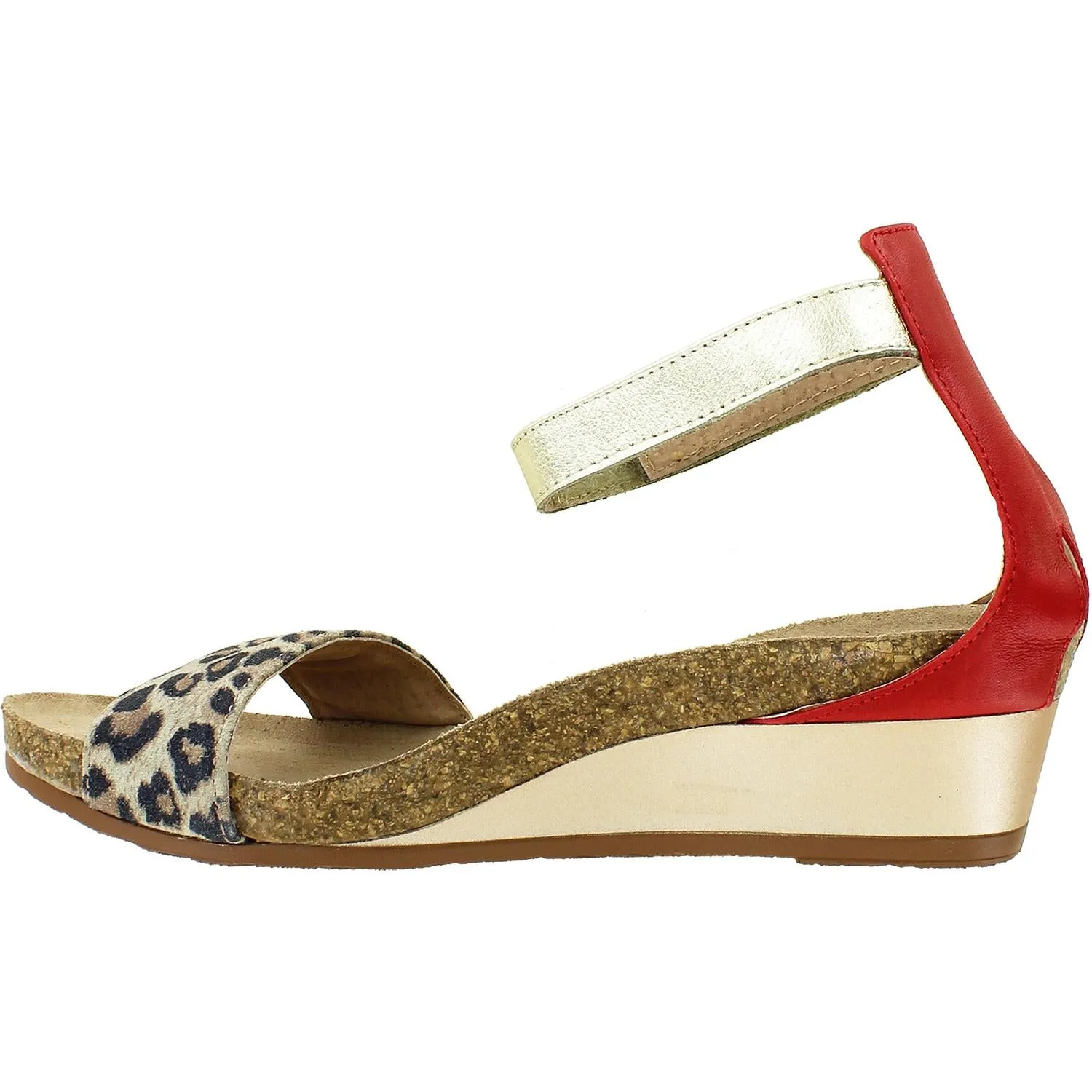 Women's Naot Pixie Cheetah/Kiss Red/Radiant Gold Suede/Leather