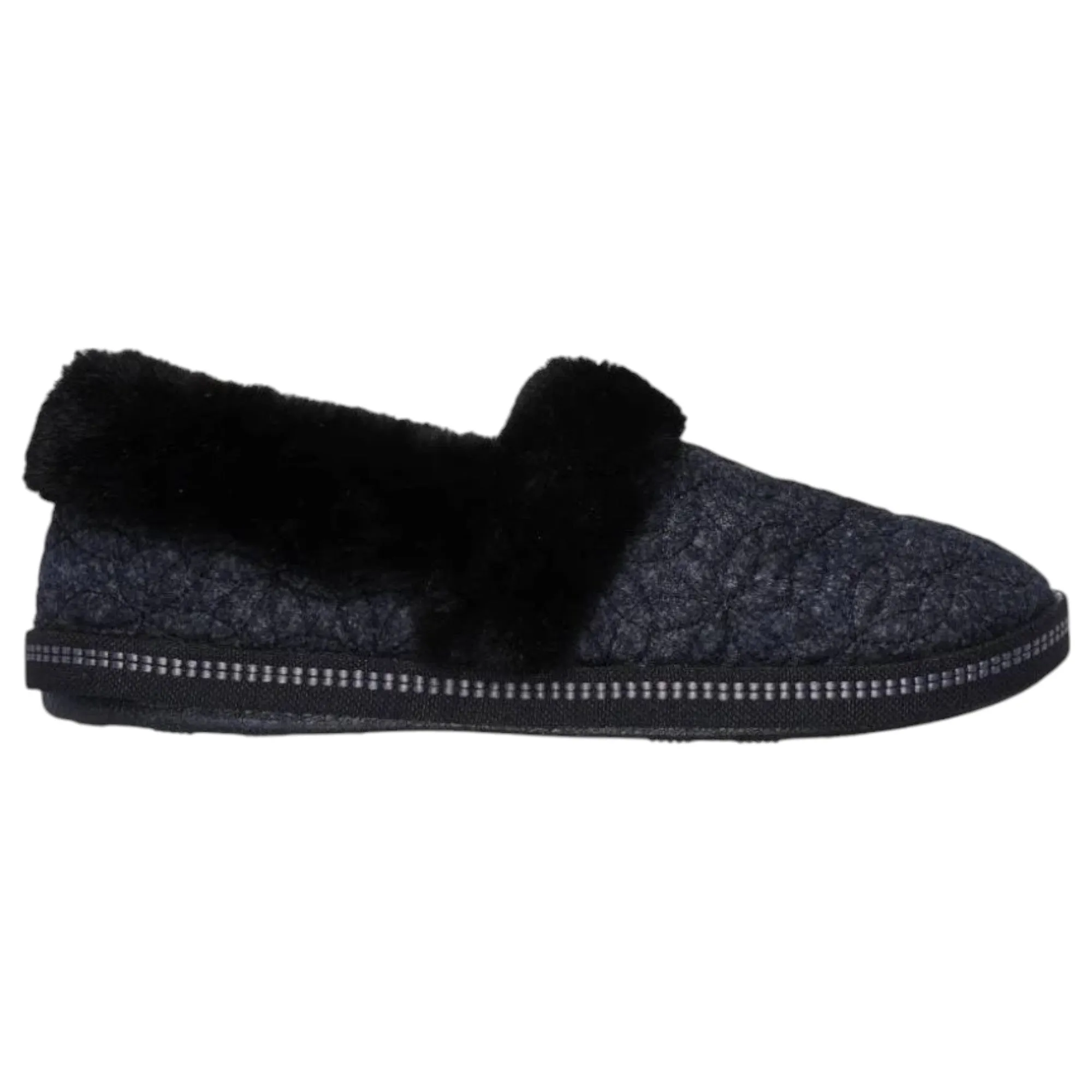 Womens Skechers Cozy Campfire - Bright Blossom Black Comfy Slippers