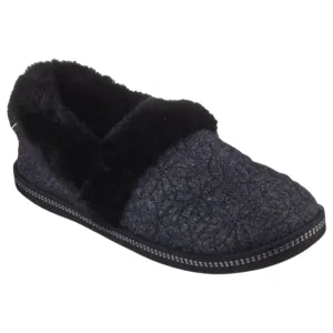 Womens Skechers Cozy Campfire - Bright Blossom Black Comfy Slippers