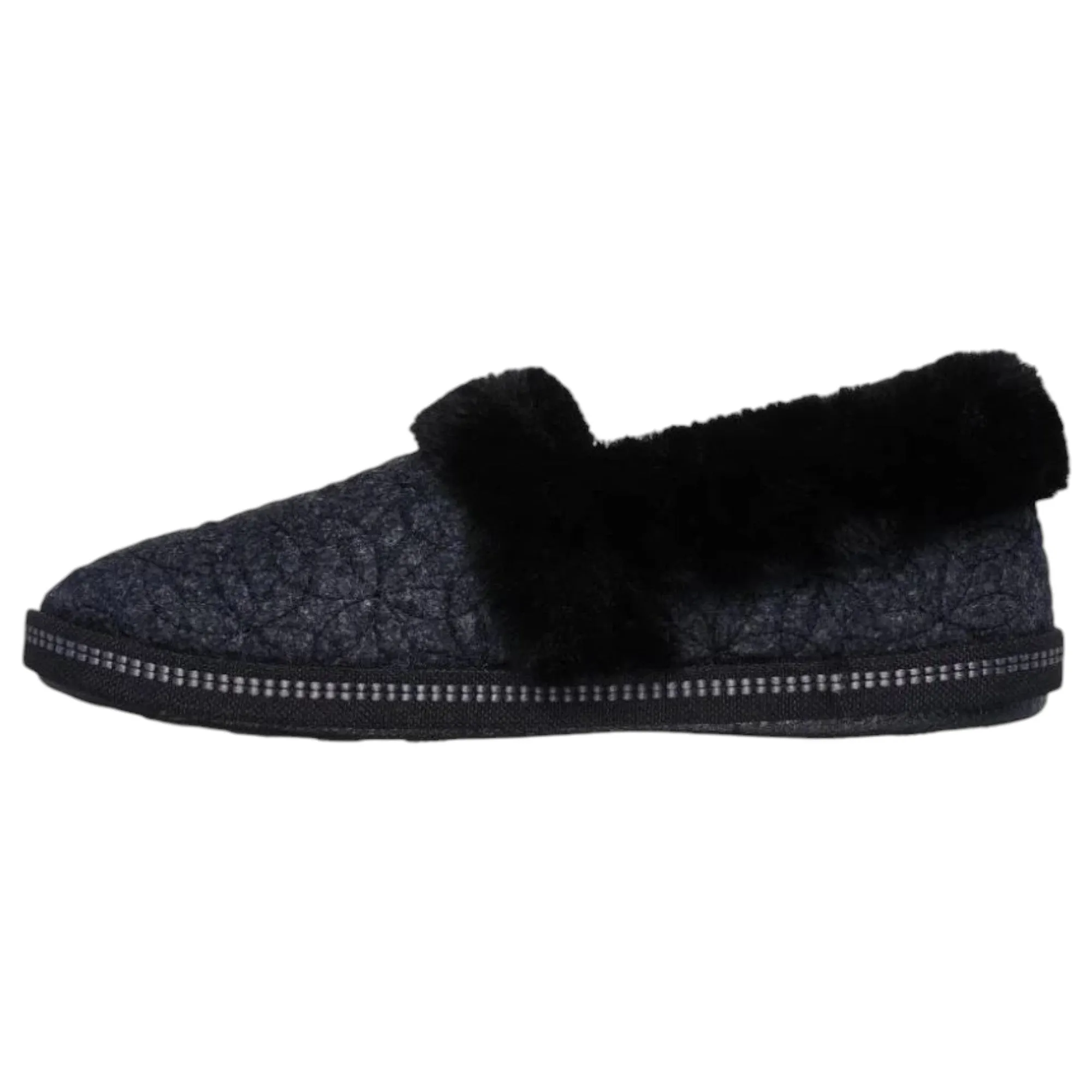 Womens Skechers Cozy Campfire - Bright Blossom Black Comfy Slippers