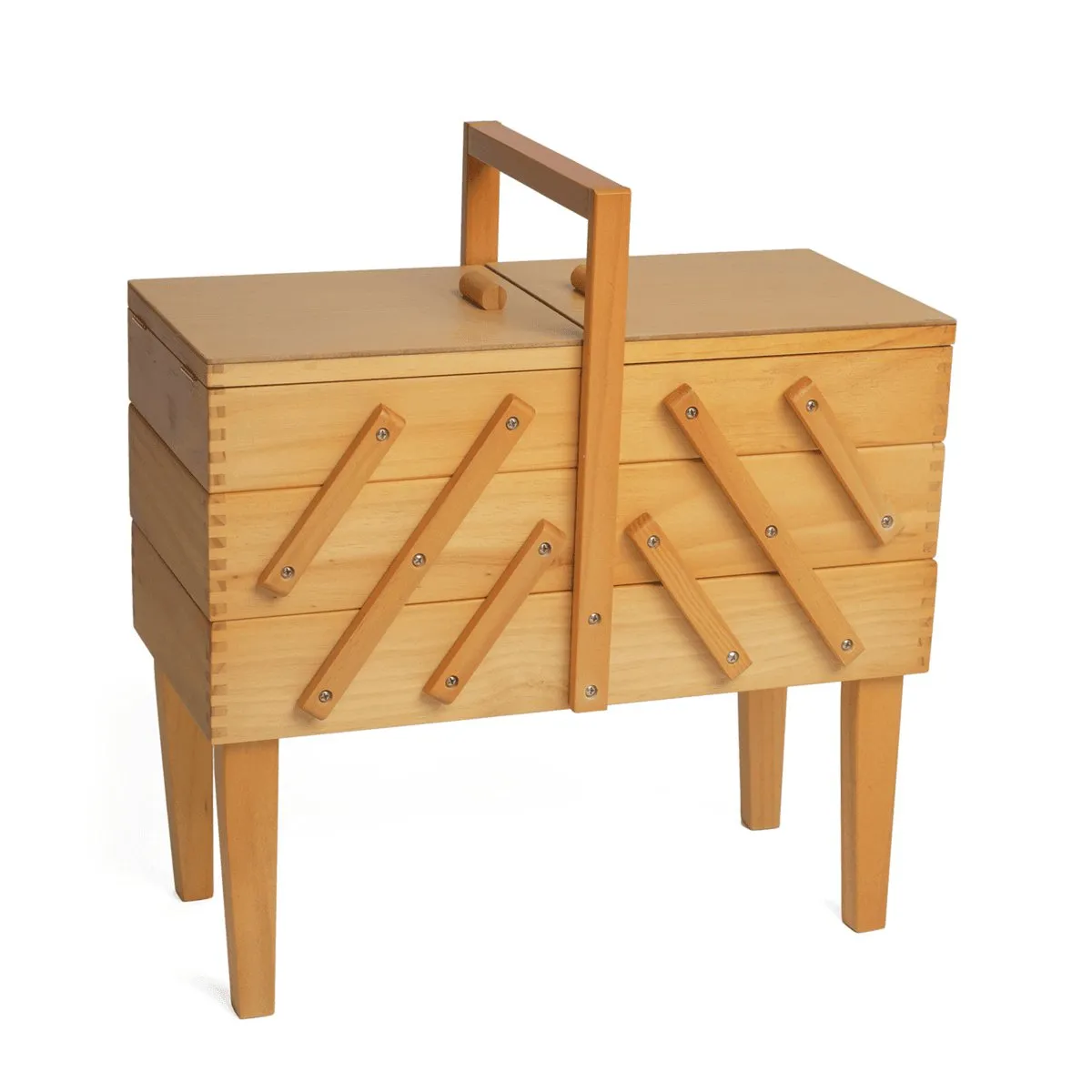 Wood Cantilever Sewing Box | Hobby Gift | 3 Tier with legs