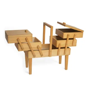 Wood Cantilever Sewing Box | Hobby Gift | 3 Tier with legs