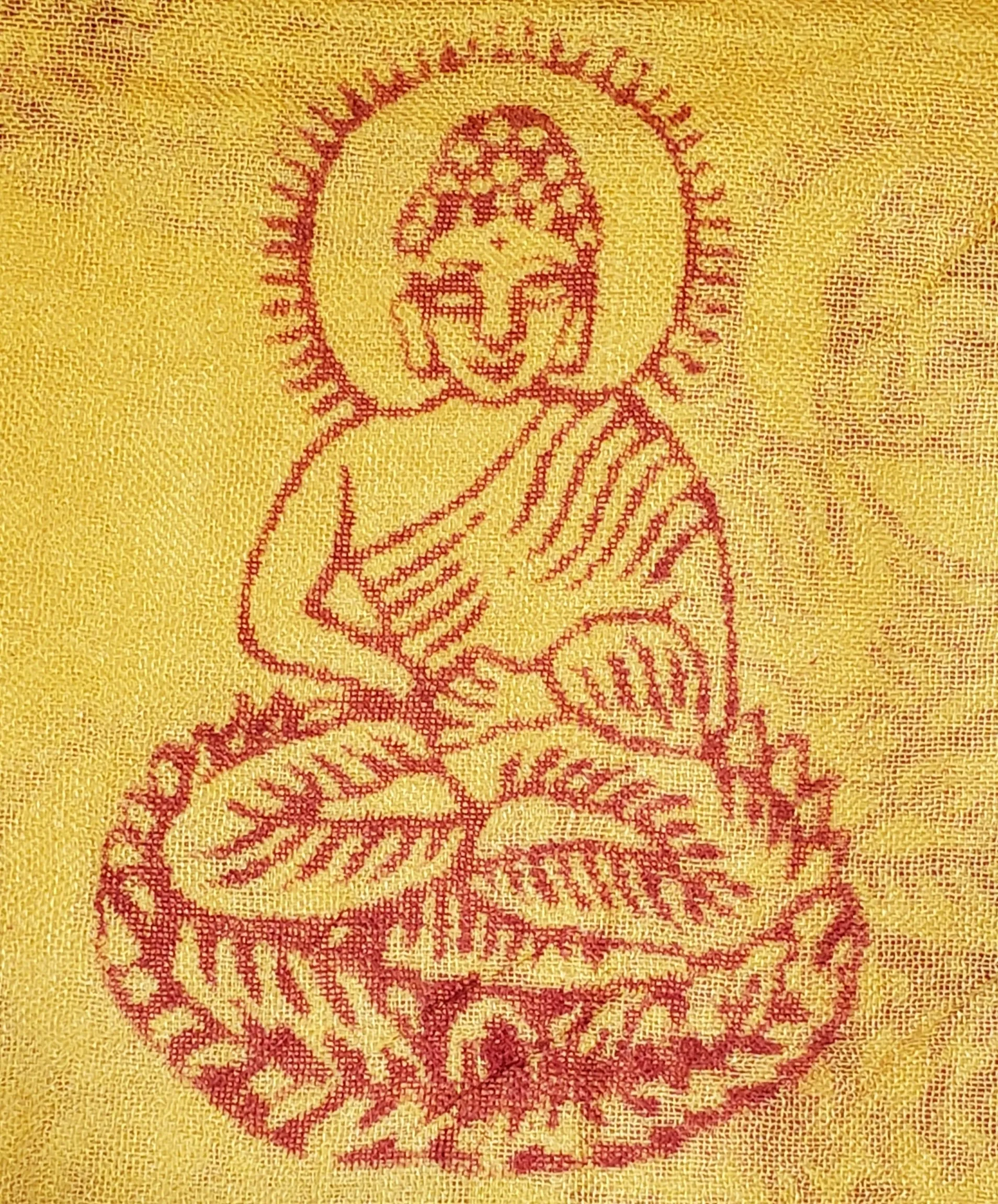 Yellow Primordial Om & Ganesha Printed Scarf