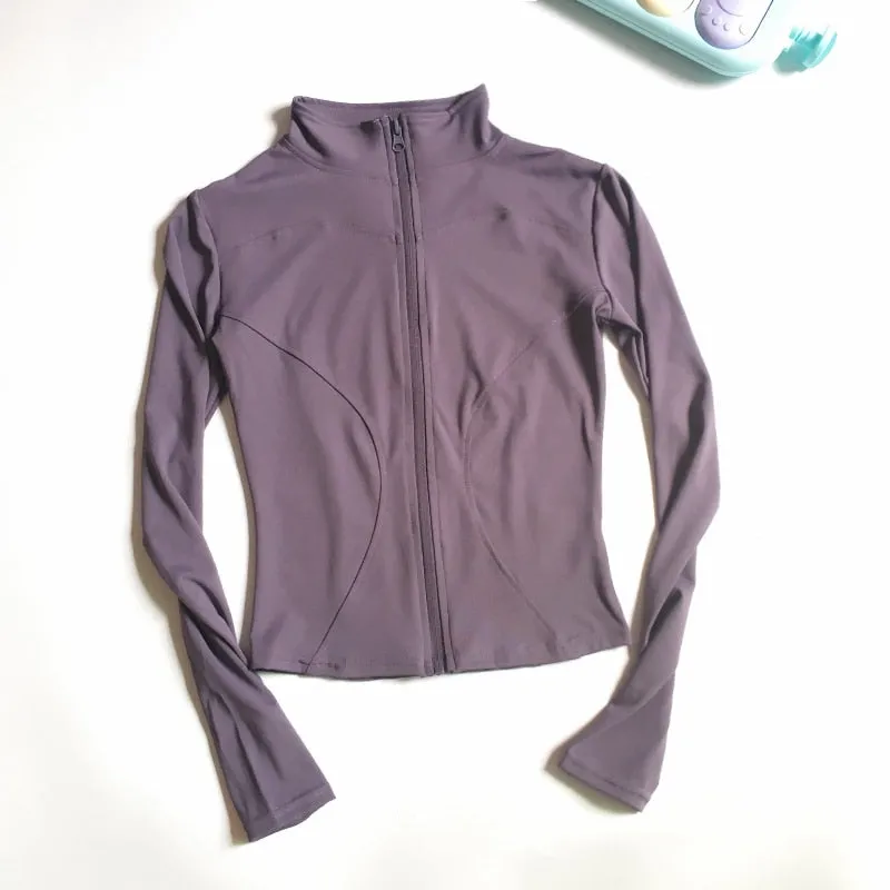 Zippered Yoga Jacket Fitness Top Women's Running Coat Gym Zip-Up Long Sleeve Gym Shirt Fashion Wear