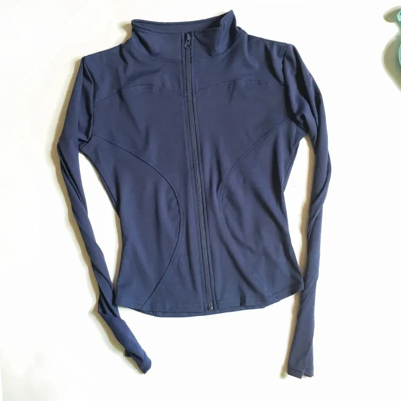 Zippered Yoga Jacket Fitness Top Women's Running Coat Gym Zip-Up Long Sleeve Gym Shirt Fashion Wear