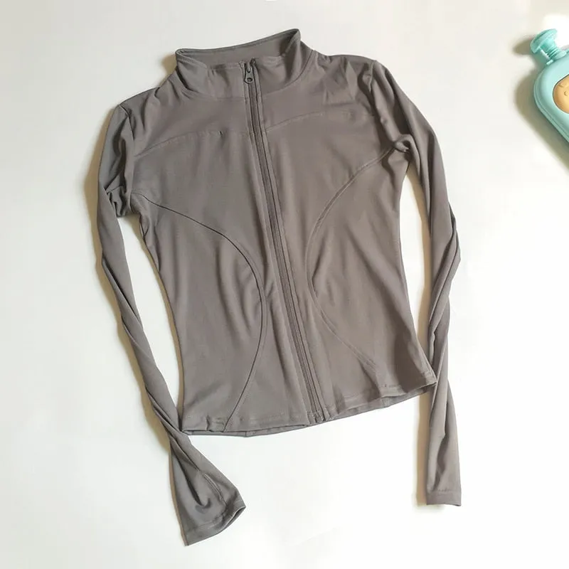 Zippered Yoga Jacket Fitness Top Women's Running Coat Gym Zip-Up Long Sleeve Gym Shirt Fashion Wear