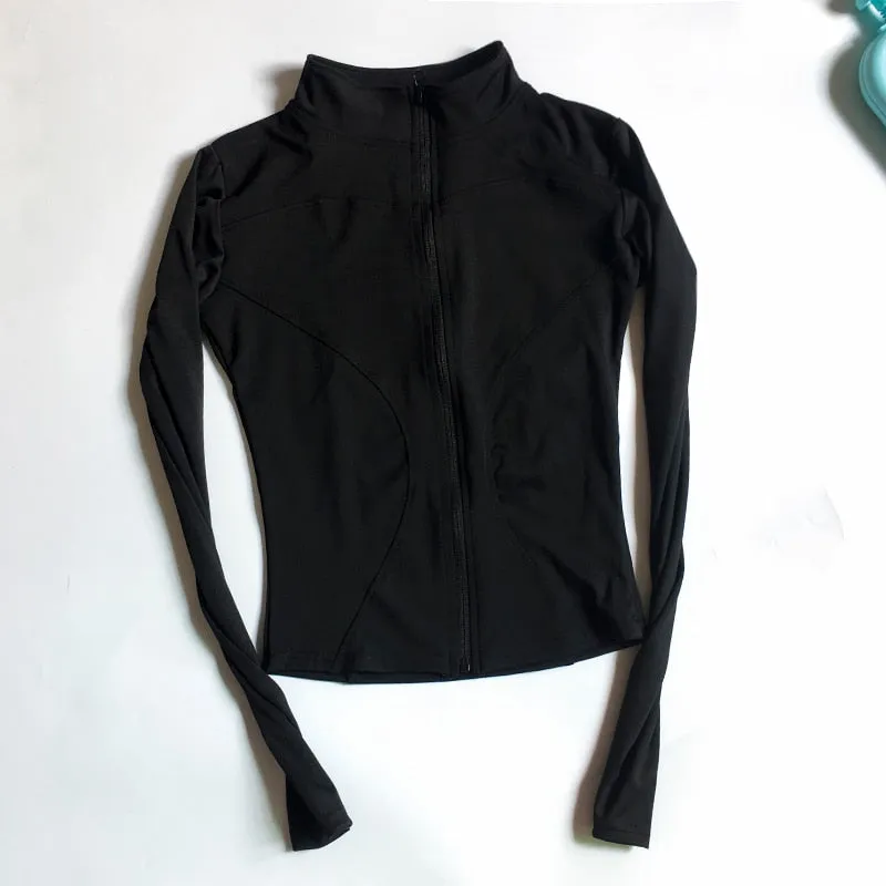 Zippered Yoga Jacket Fitness Top Women's Running Coat Gym Zip-Up Long Sleeve Gym Shirt Fashion Wear