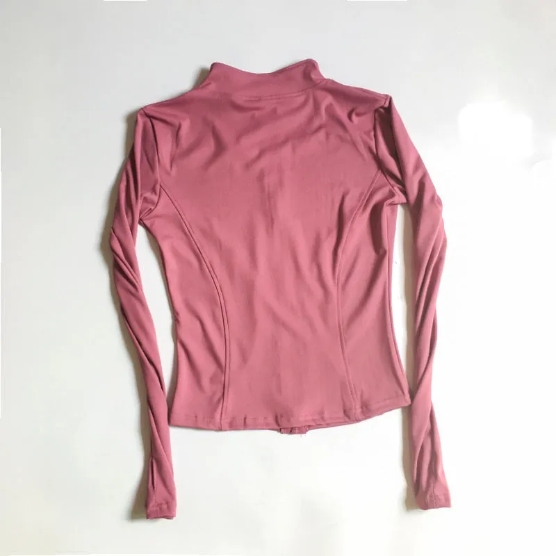 Zippered Yoga Jacket Fitness Top Women's Running Coat Gym Zip-Up Long Sleeve Gym Shirt Fashion Wear